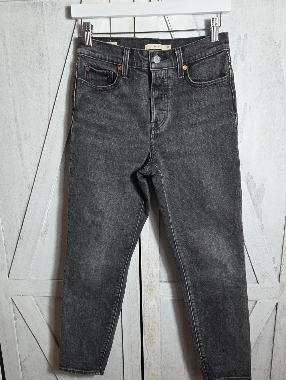 Levi's Premium Dark Gray Wedgie Button Fly Jeans Size 26
